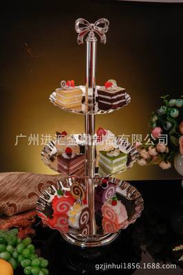 【厂家直销!欧式三层水果盘镀银蛋糕架婚庆点心架家居酒店软装】价格,厂家,图片,厨用篮、洗菜篮,广州进汇金属制品-